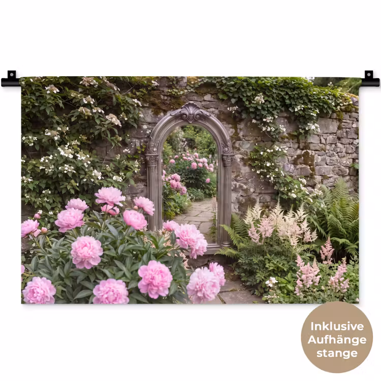Wandteppich - Spiegel – Garten – Blumen — 9
