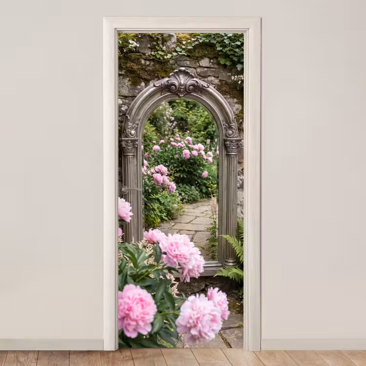 Türtapete - Spiegel – Garten – Blumen — 1