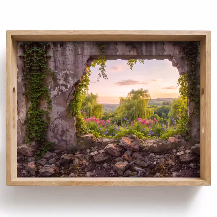 Tablett - Mauer – Natur – Blumen — 1