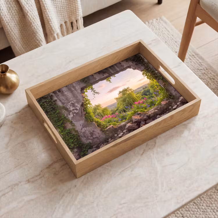 Tablett - Mauer – Natur – Blumen — 2