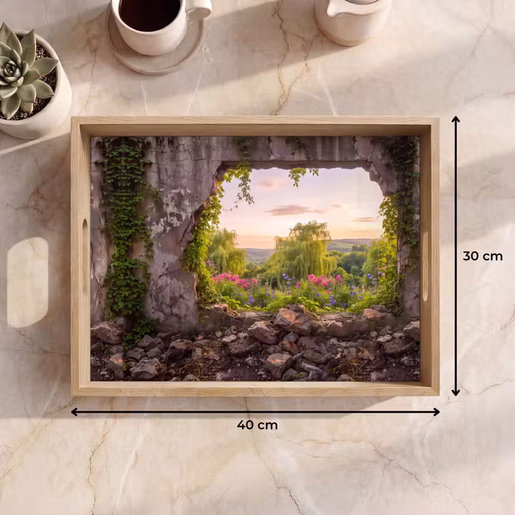 Tablett - Mauer – Natur – Blumen — 9