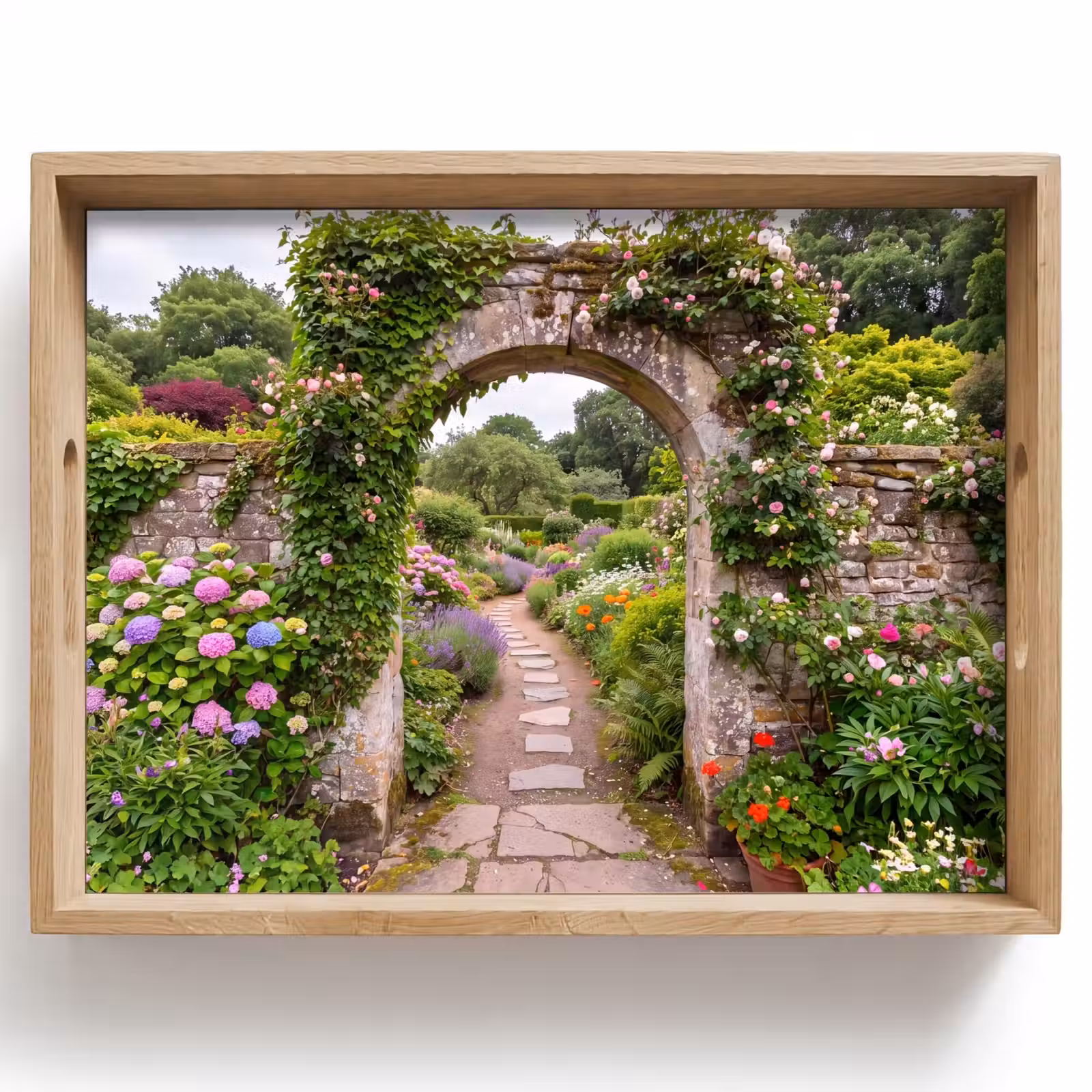 Tablett - Garten – Blumen – Weg — 1