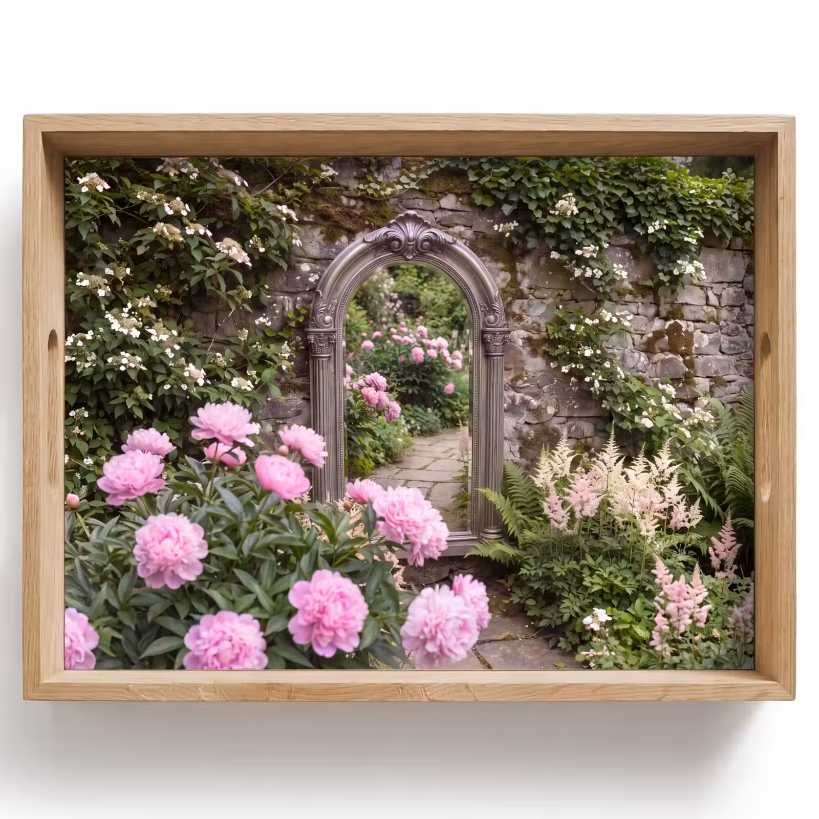 Tablett - Spiegel – Garten – Blumen — 1