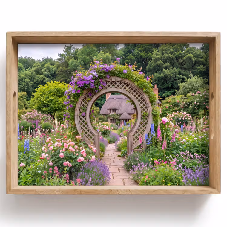 Tablett - Garten – Bogen – Blumen — 1