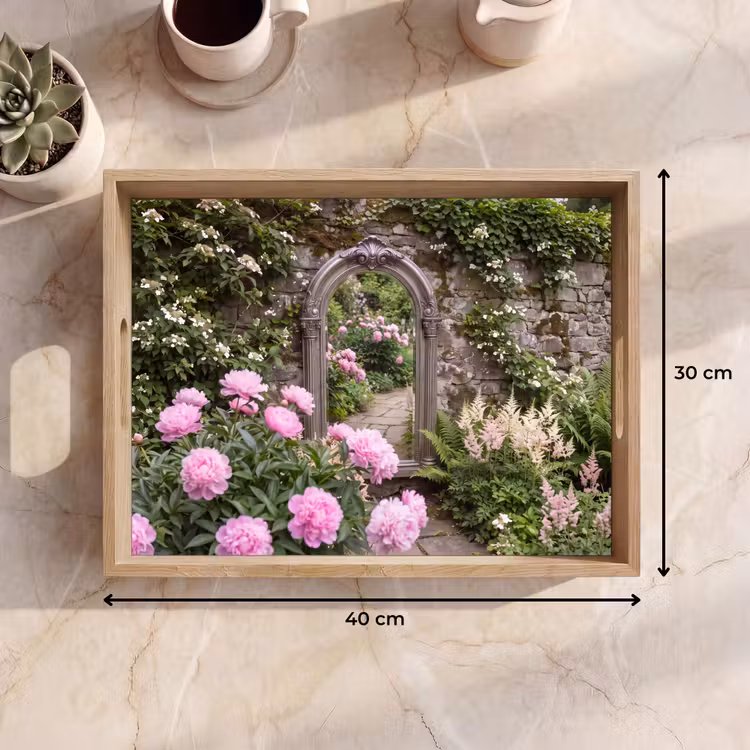 Tablett - Spiegel – Garten – Blumen — 9