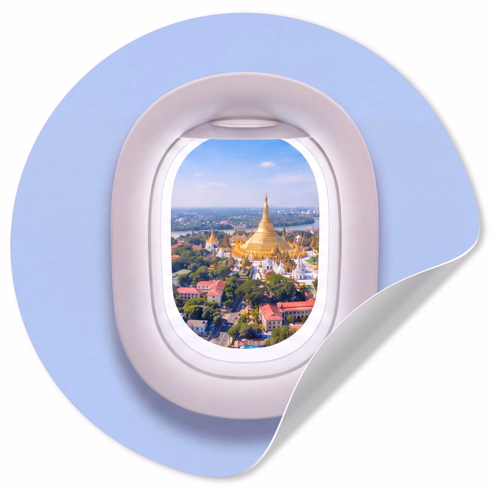 Runde Tapete - Pagode – Stadt – Aussicht — 1