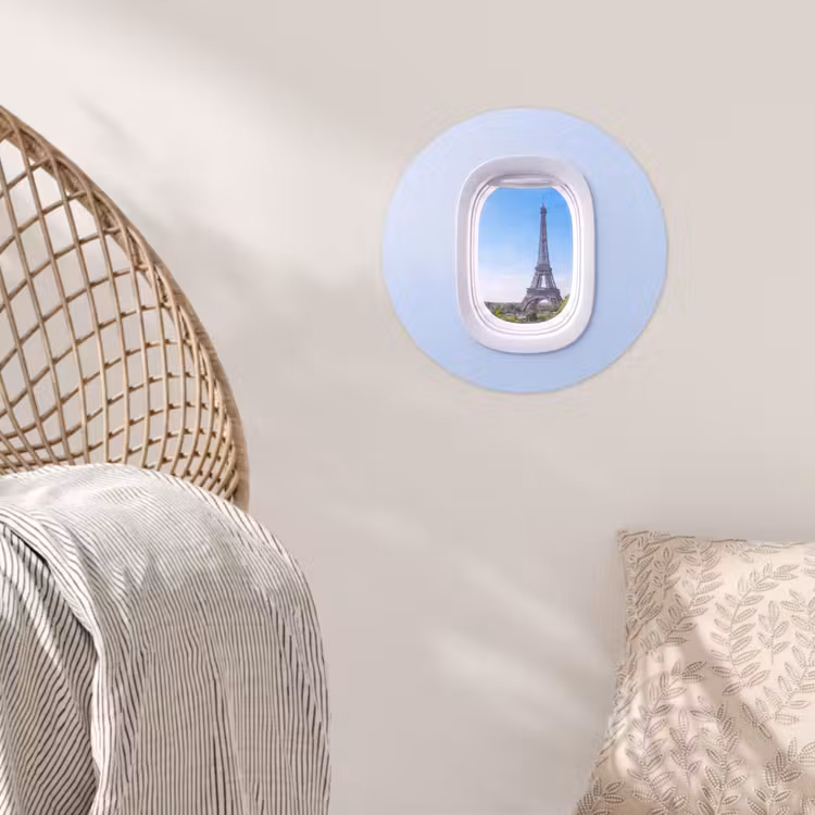 Runde Tapete - Eiffelturm – Flugzeugfenster – Reisen — 5