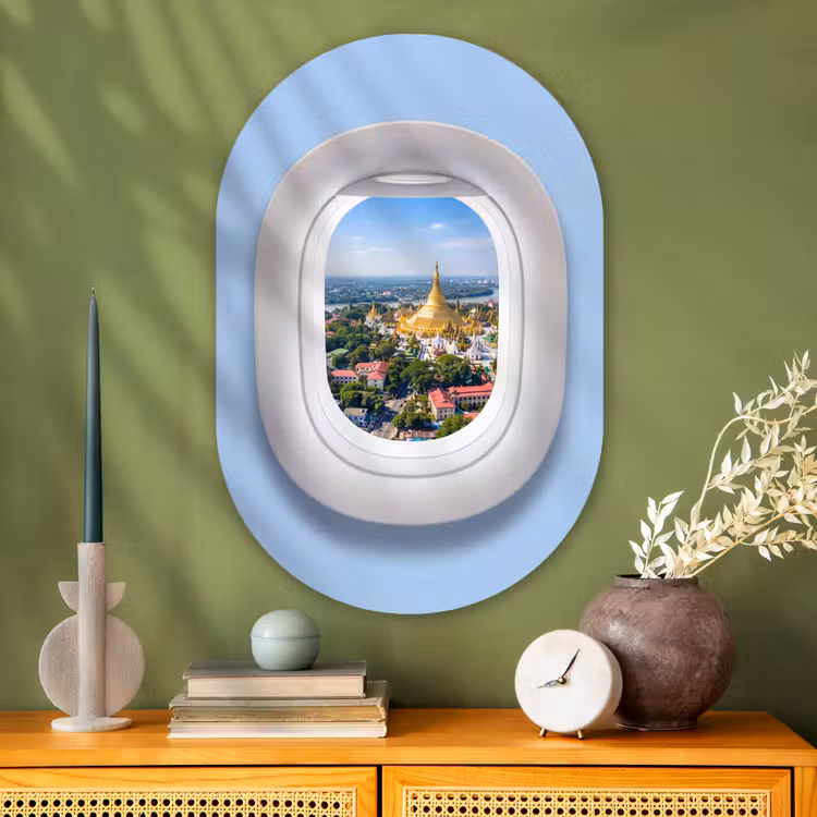 Glasbild Oval - Pagode – Stadt – Aussicht — 2