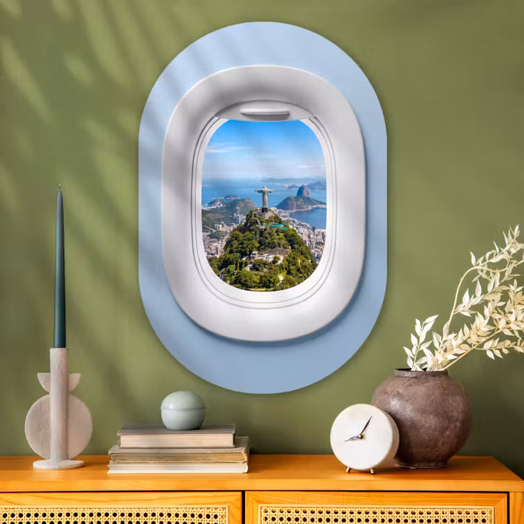 Glasbild Oval - Statue – Rio – Aussicht — 2