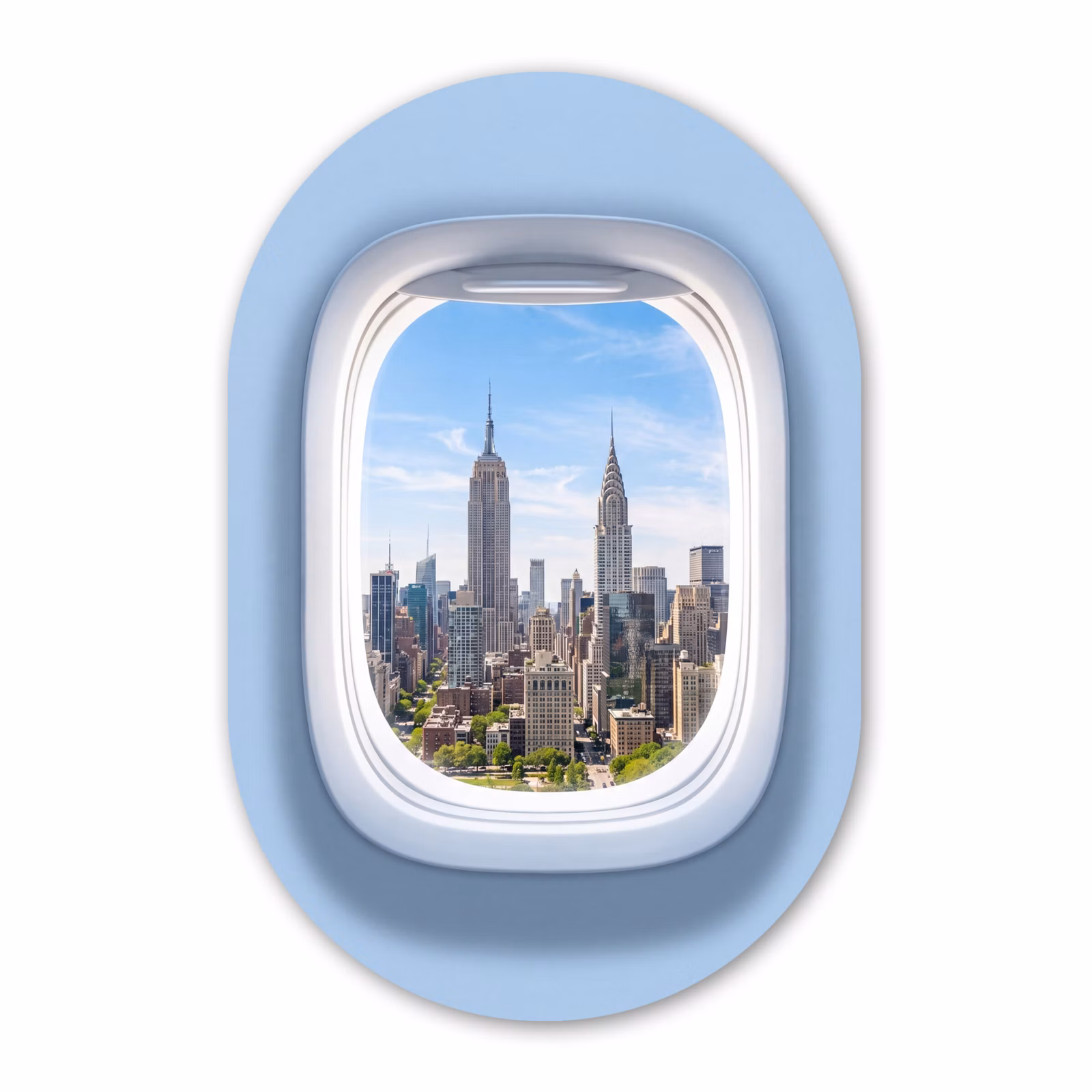 Glasbild Oval - Stadt – Flugzeug – Aussicht — 1