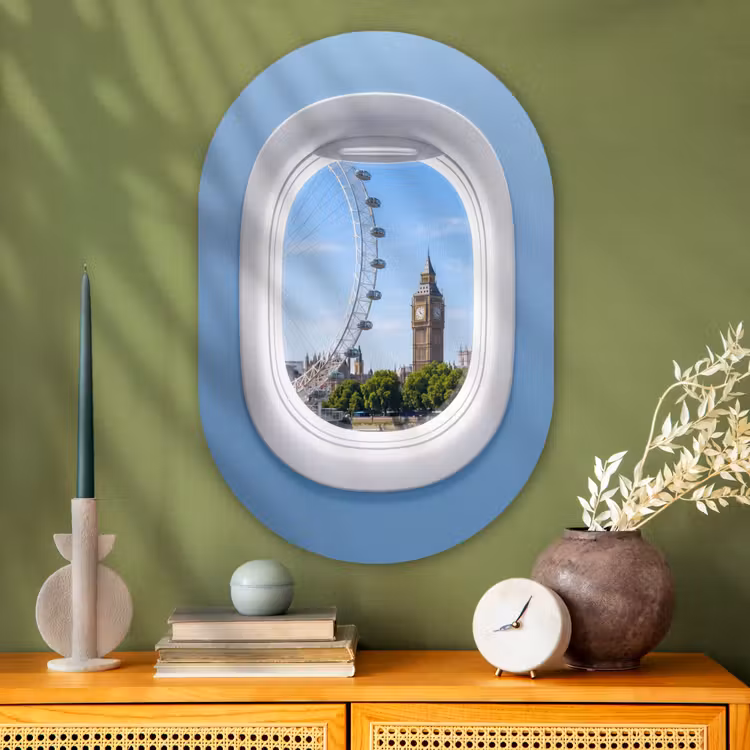 Glasbild Oval - Riesenrad – Turm – Stadt — 2