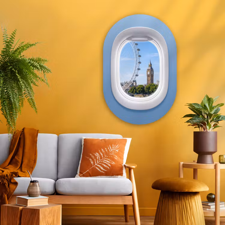 Glasbild Oval - Riesenrad – Turm – Stadt — 3