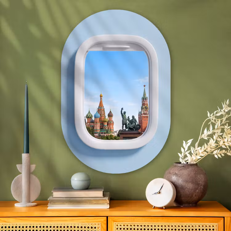 Glasbild Oval - Stadtansicht – Fenster – Reise — 2