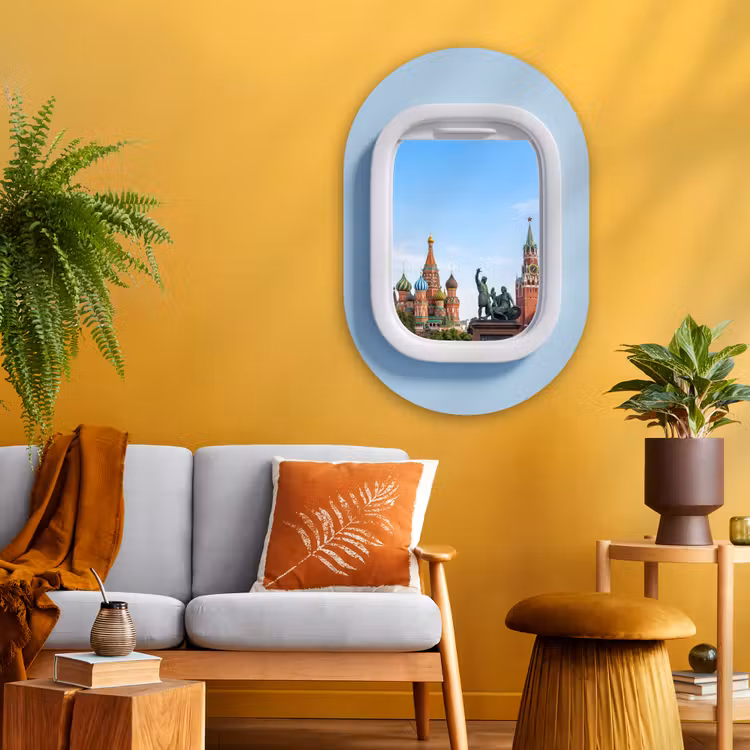 Glasbild Oval - Stadtansicht – Fenster – Reise — 3