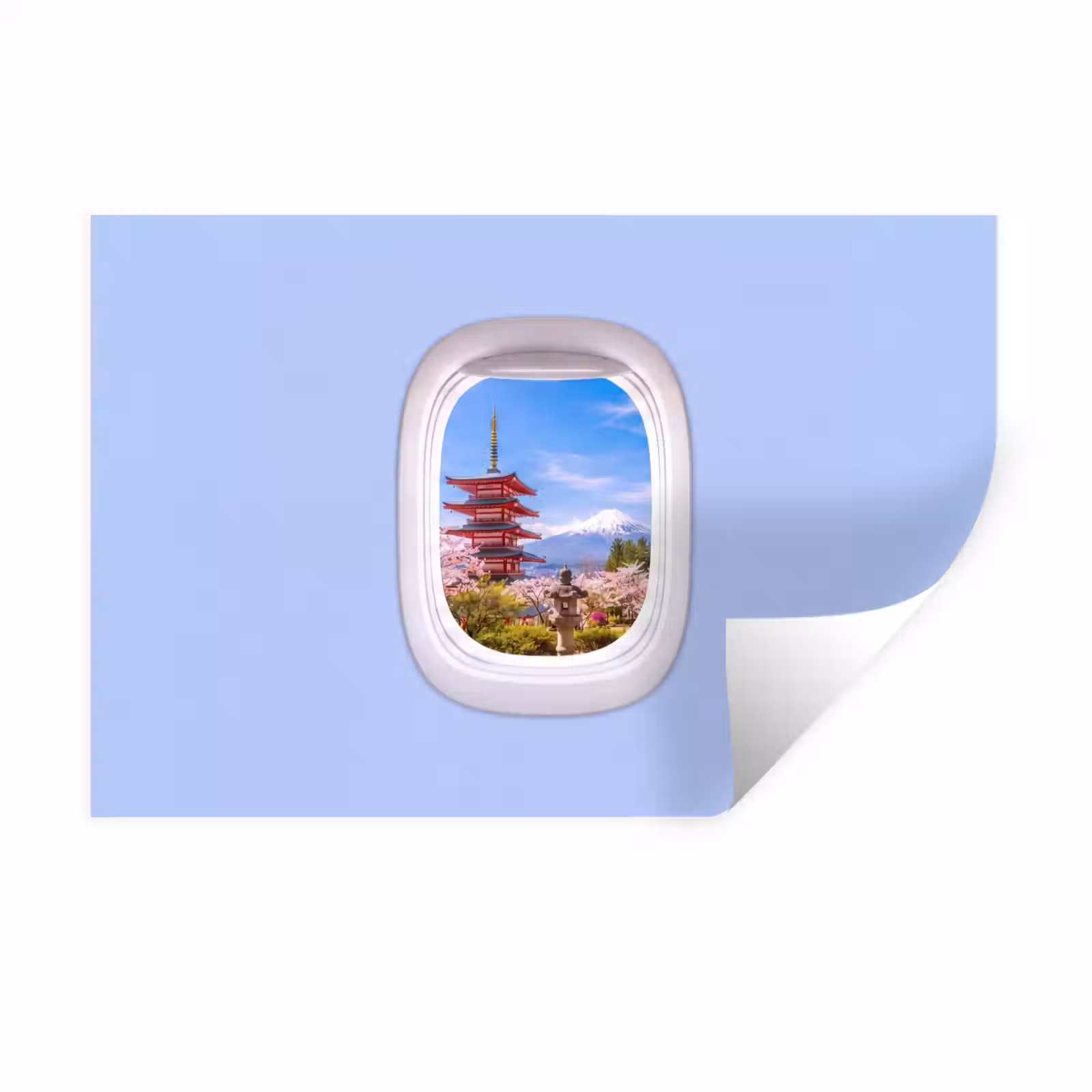 Wandtattoo – Pagode – Berg – Blüten — 1