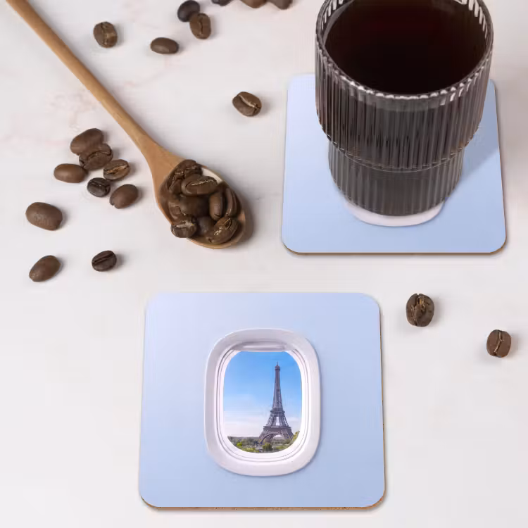 Untersetzer - Eiffelturm – Flugzeugfenster – Reisen — 4