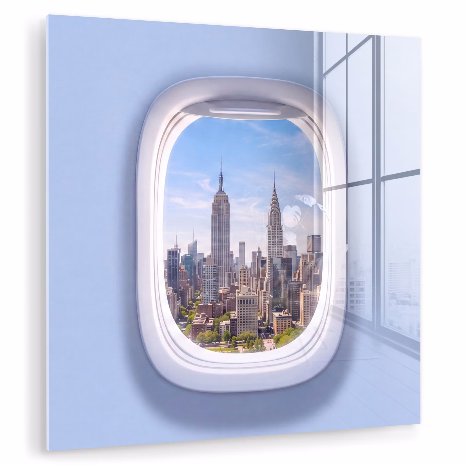 Glasbild - Stadt – Flugzeug – Aussicht — 1