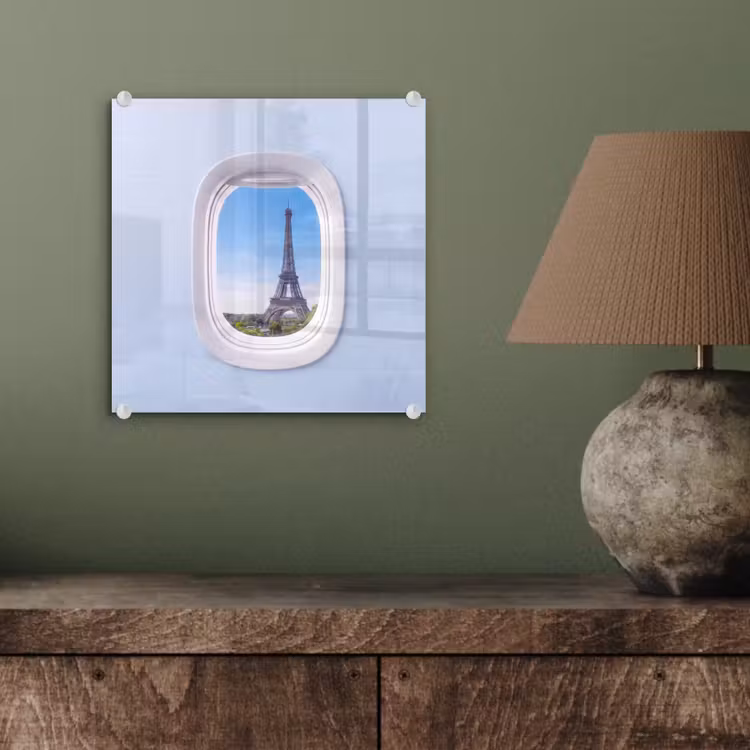 Glasbild - Eiffelturm – Flugzeugfenster – Reisen — 4