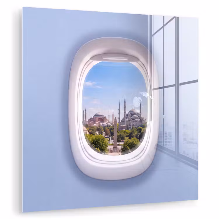 Glasbild - Flugzeugfenster – Stadt – Reise — 1