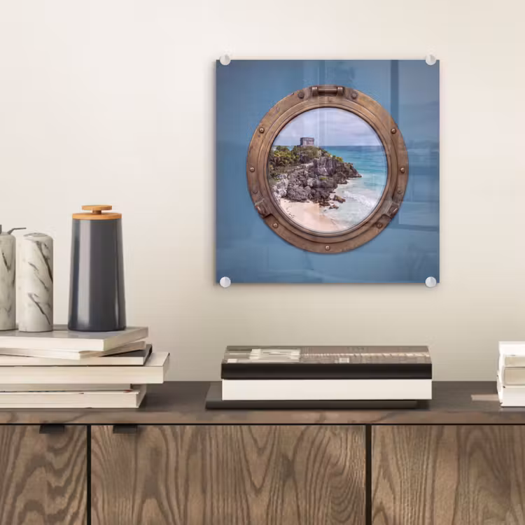 Glasbild - Gebäude – Strand – Meer — 2