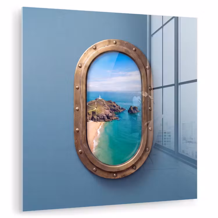 Glasbild - Leuchtturm – Küste – Meer — 1