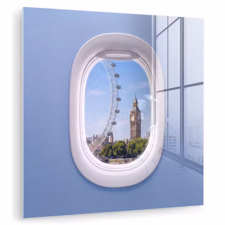 Glasbild - Riesenrad – Turm – Stadt — 1