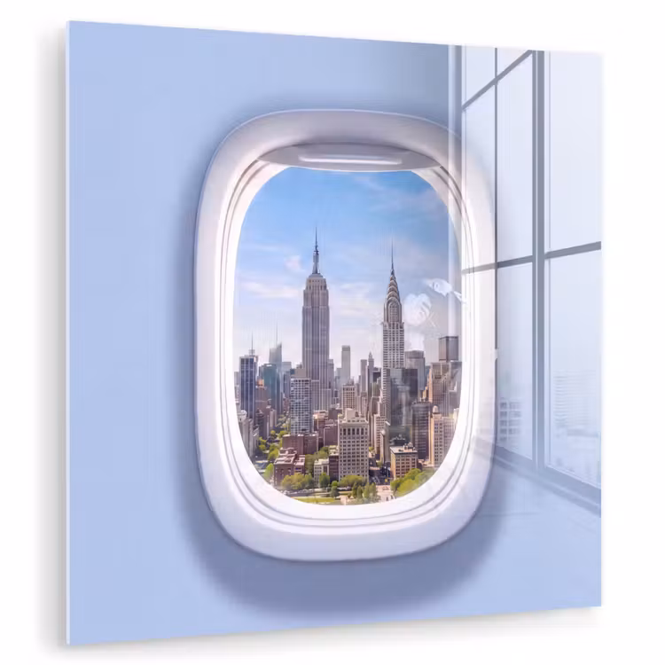 Glasbild - Stadt – Flugzeug – Aussicht — 1