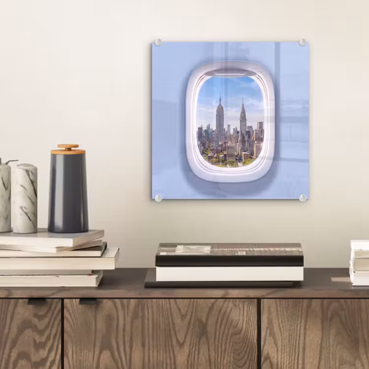 Glasbild - Stadt – Flugzeug – Aussicht — 2