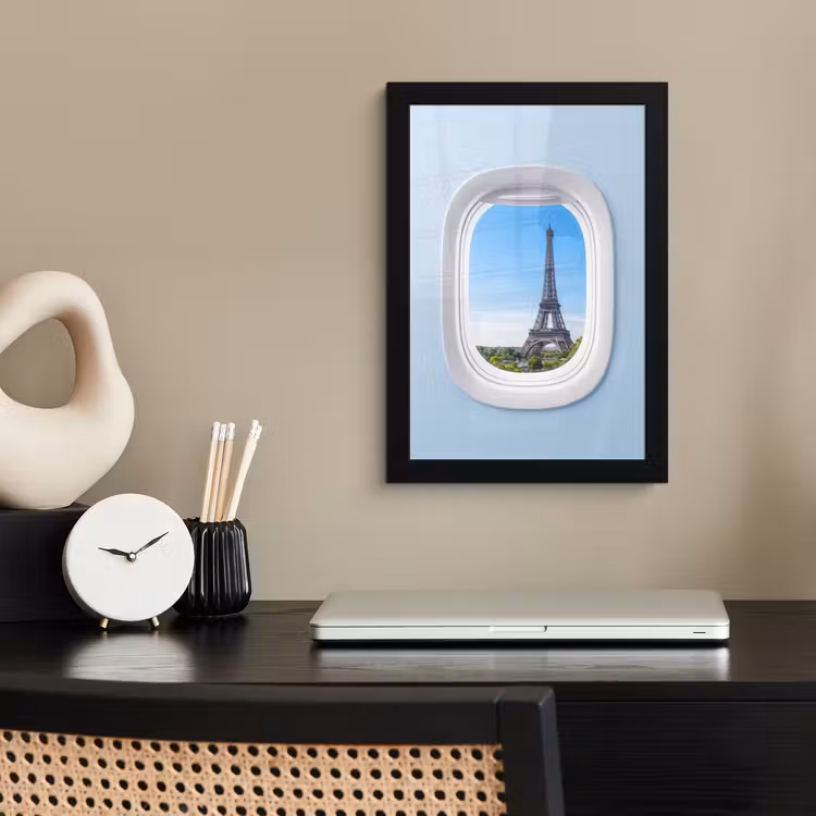 Bilder mit Rahmen - Eiffelturm – Flugzeugfenster – Reisen — 2