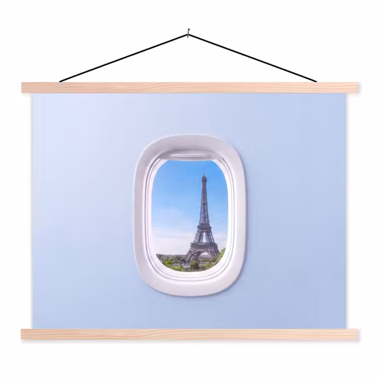 Stoffbild - Eiffelturm – Flugzeugfenster – Reisen — 1