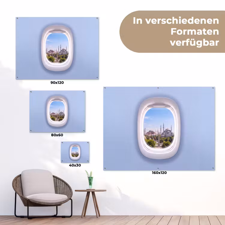 Gartenposter - Flugzeugfenster – Stadt – Reise — 6