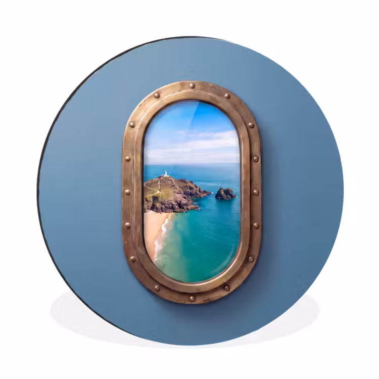 Alu-Dibond-Bild Rund - Leuchtturm – Küste – Meer — 1