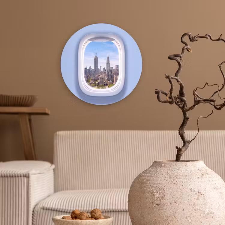 Glasbild Rund - Stadt – Flugzeug – Aussicht — 2