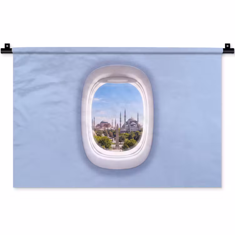 Wandteppich - Flugzeugfenster – Stadt – Reise — 1