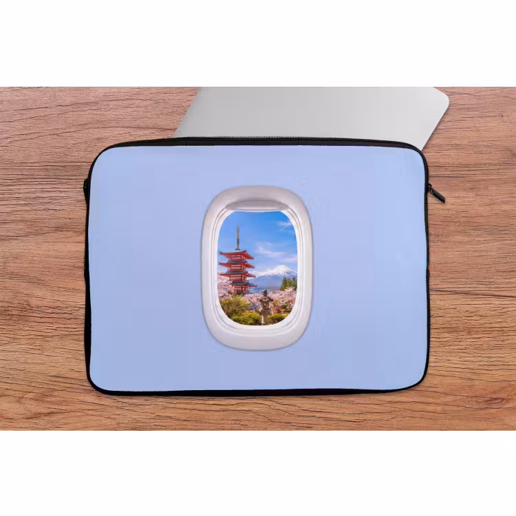 Laptop hülle - Pagode – Berg – Blüten — 2