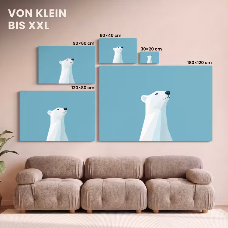 Leinwandbild - Eisbär - Hellblau - Minimalistisch — 6