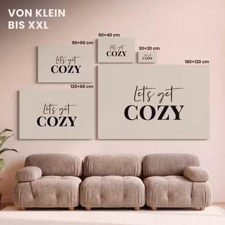 Leinwandbild - Beige - Winter - Zitat - Gemütlich — 6