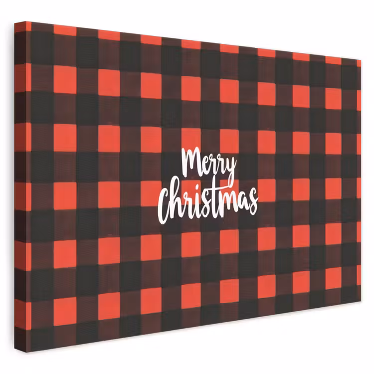 Leinwandbild - Kariert - Rot - Text - Weihnachten — 1