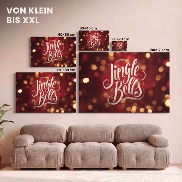 Leinwandbild - Jingle - Bells - Weihnachten - Rot — 6
