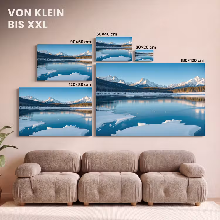 Leinwandbild - Landschaft - Winter - See - Berg - Aussicht - Eis — 6