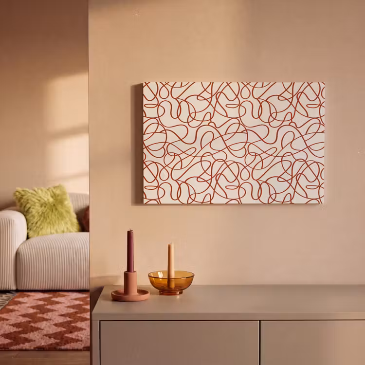 Leinwandbild - Linien - Abstrakt - Rot - Beige — 2