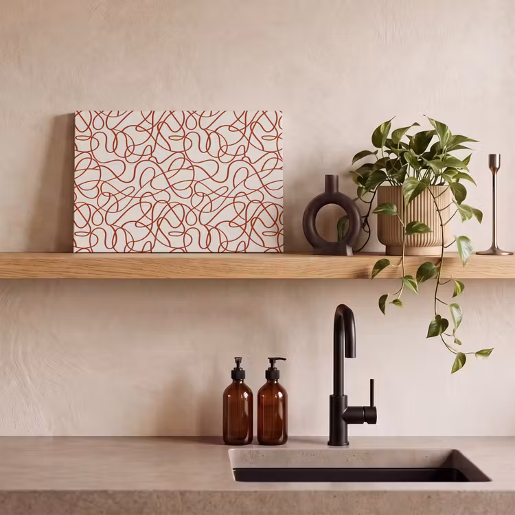 Leinwandbild - Linien - Abstrakt - Rot - Beige — 3