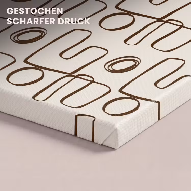 Leinwandbild - Linien - Beige - Muster - Dunkelbraun — 4