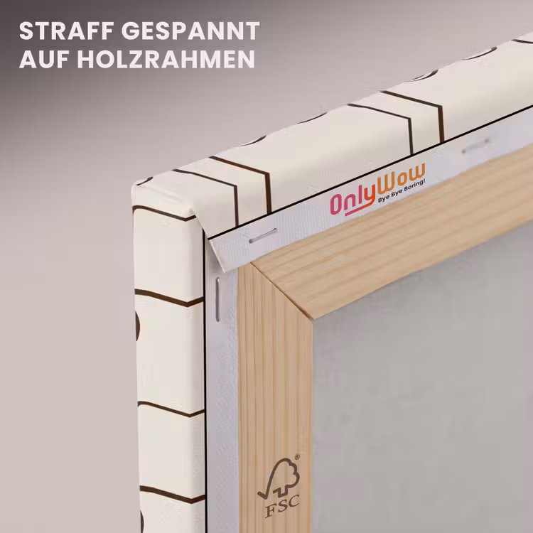 Leinwandbild - Linien - Beige - Muster - Dunkelbraun — 5