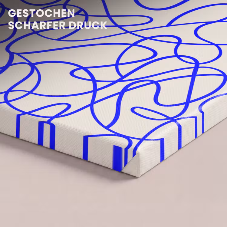Leinwandbild - Muster - Beige - Blau - Linien — 4
