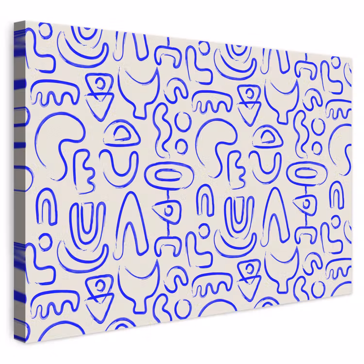 Leinwandbild - Blau - Muster - Abstrakt - Beige — 1
