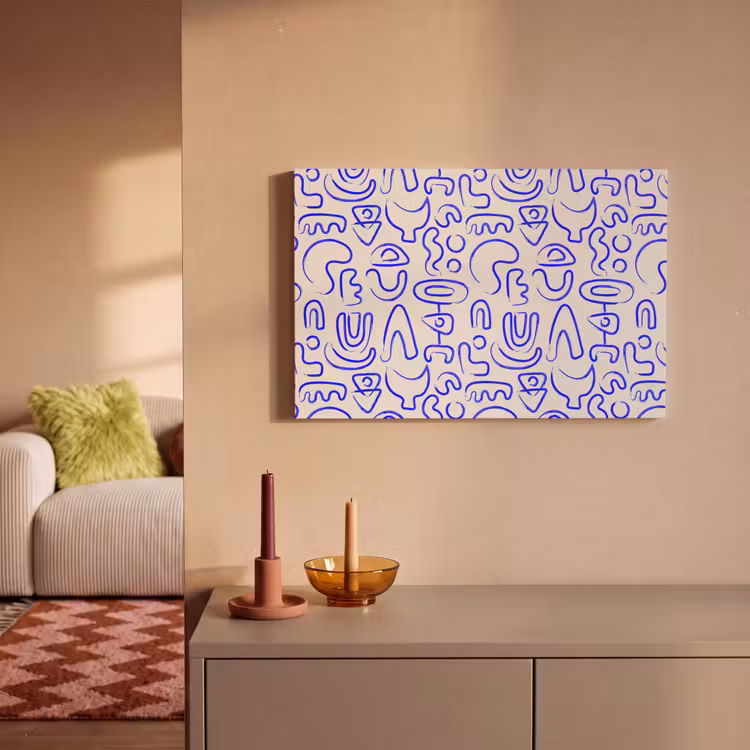 Leinwandbild - Blau - Muster - Abstrakt - Beige — 2