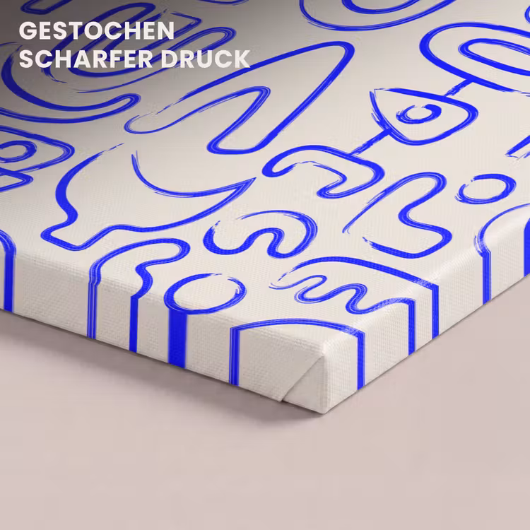 Leinwandbild - Blau - Muster - Abstrakt - Beige — 4