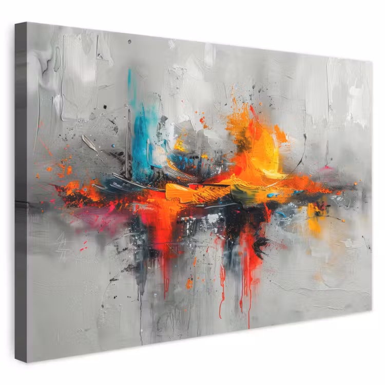Leinwandbild - Moderne Kunst - Orange - Grau - Abstrakt — 1