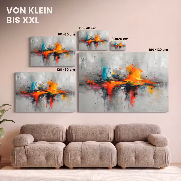 Leinwandbild - Moderne Kunst - Orange - Grau - Abstrakt — 6